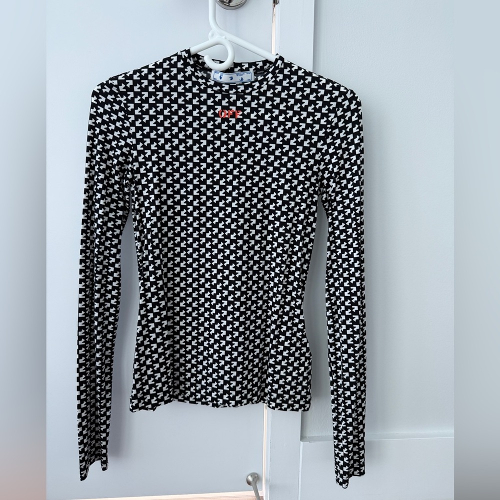 Off-White Pop Pattern Second Skin Black and White Long Sleeve Top